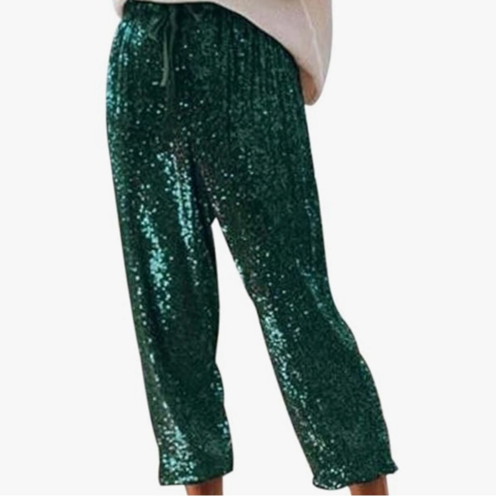 Women's Casual Glitter Bling Sequins Pants